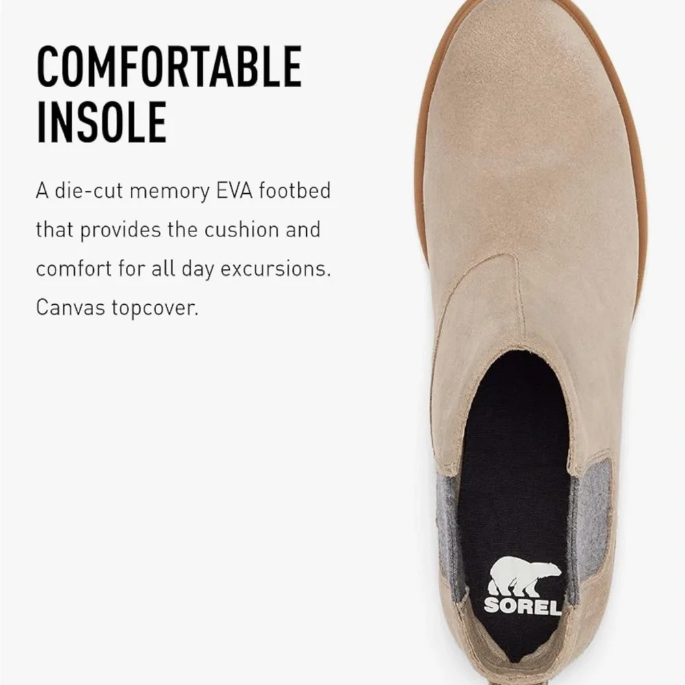Waterproof Sorel Tan Suede Chelsea ankle booties